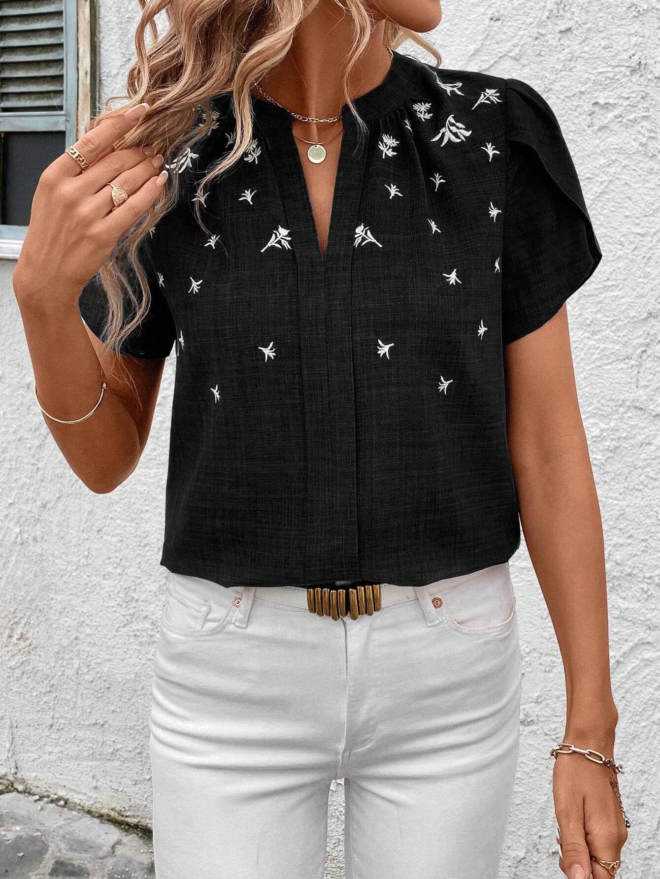 Chic Printed Blouse Elizabeth Ainsley Shoulder Pleat Top