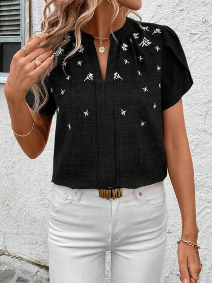 Chic Printed Blouse Elizabeth Ainsley Shoulder Pleat Top