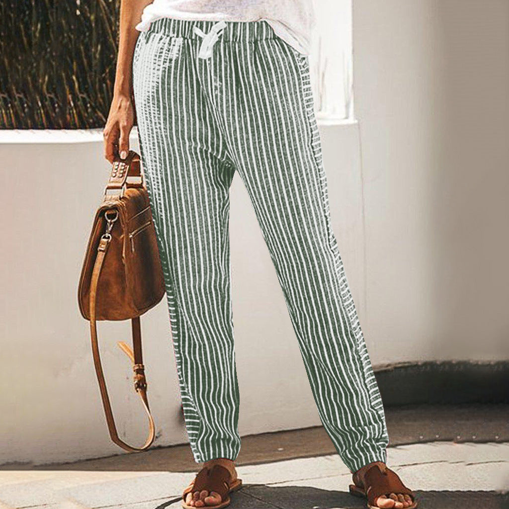 Pinterest-Inspired Elizabeth Ainsley Striped Wide-Leg Pants