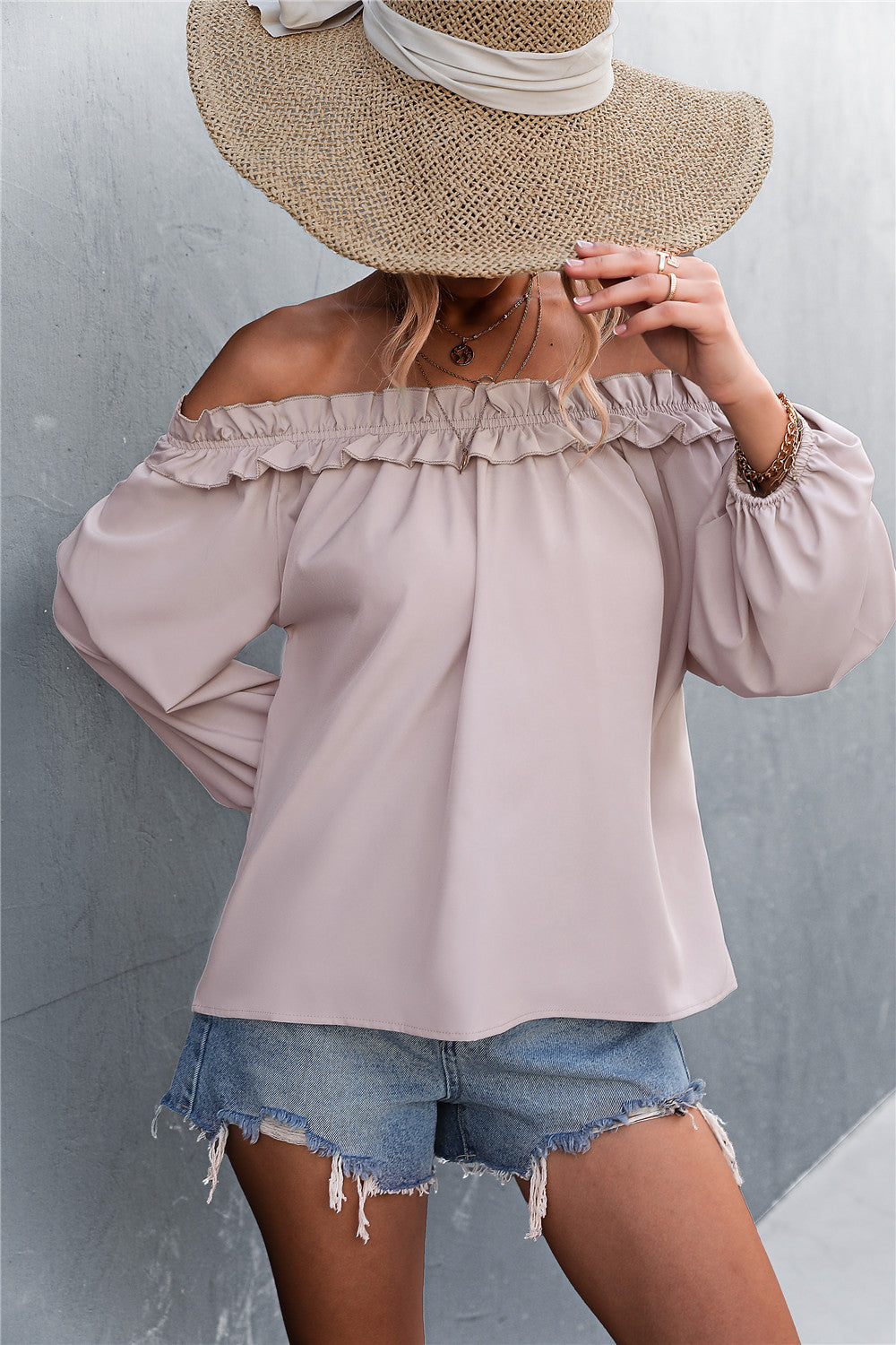 Chic Off-Shoulder Lantern Sleeve Top Elizabeth Ainsley