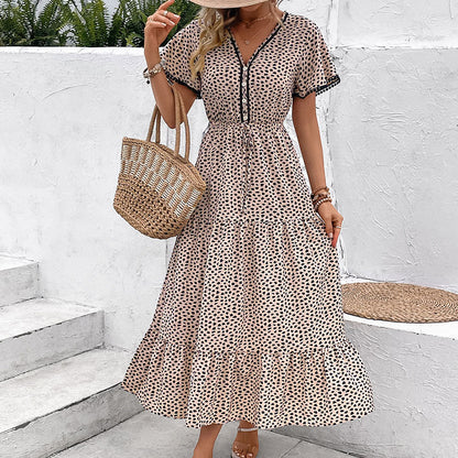 Leopard Print V-Neck Dress Elizabeth Ainsley