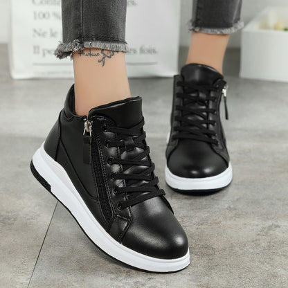 Sleek Leather Sneakers Elizabeth Ainsley Board Shoes