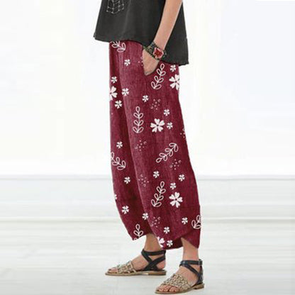 Floral Cotton Wide-Leg Pants by Elizabeth Ainsley
