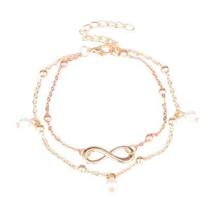 Elegant Double-Layer Infinity Pearl Anklet