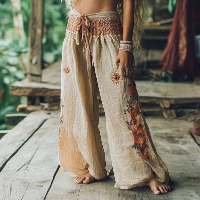 Elegant Floral High-Waisted Pants by Elizabeth Ainsley