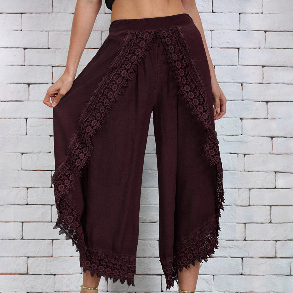 Elegant Wide-Leg Lace Pants by Elizabeth Ainsley