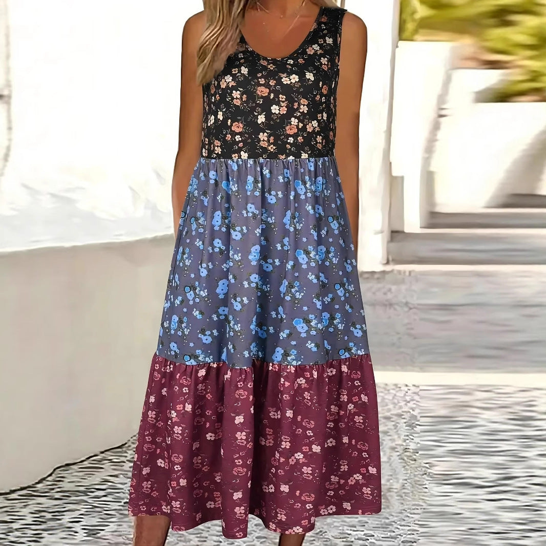 Floral Tiered Elizabeth Ainsley Casual Vest Dress