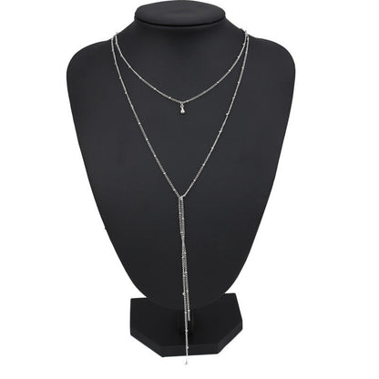Minimalist Layered Y-Necklace with Delicate Bead Details