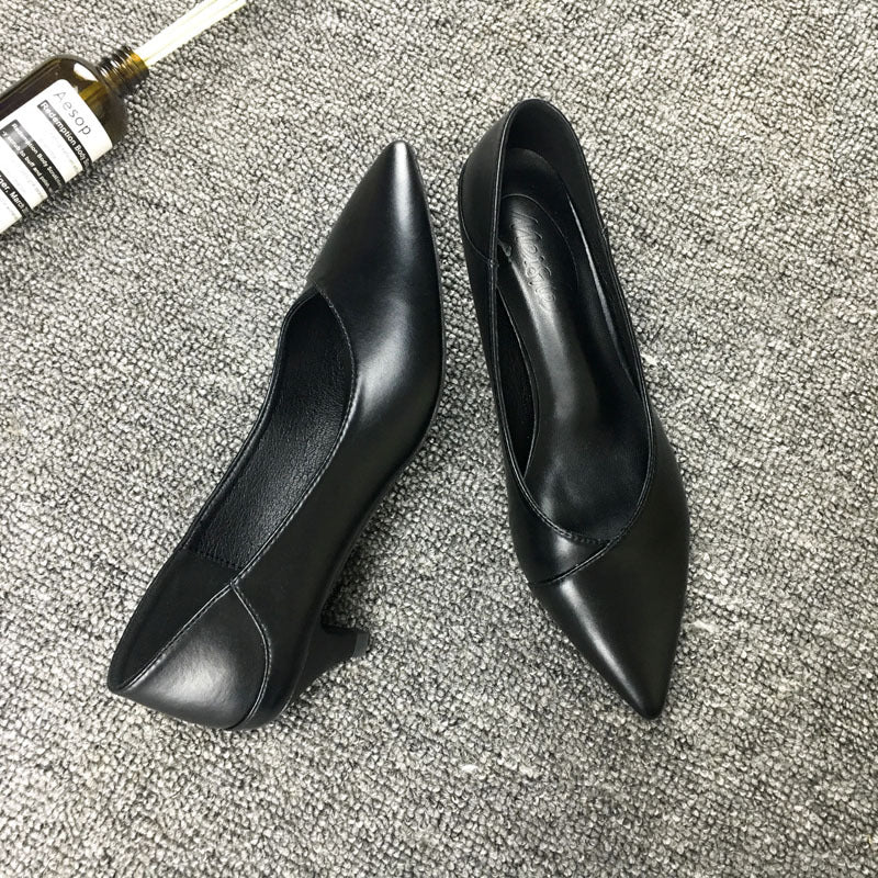 Elegant Black Sheepskin Heels by Elizabeth Ainsley
