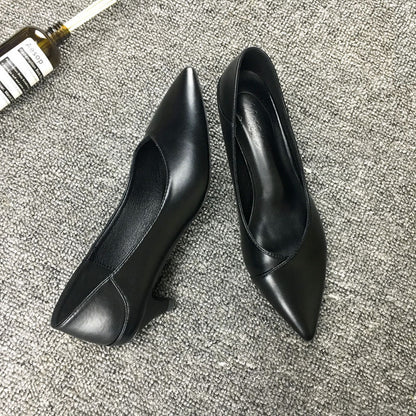 Elegant Black Sheepskin Heels by Elizabeth Ainsley