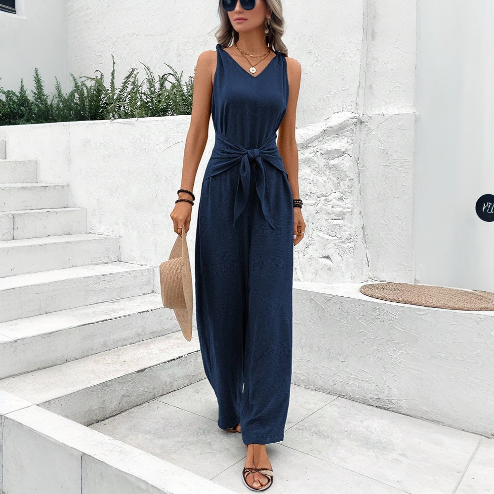 Chic Sleeveless Elizabeth Ainsley Dark Blue Jumpsuit