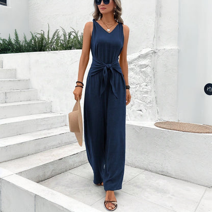 Chic Sleeveless Elizabeth Ainsley Dark Blue Jumpsuit