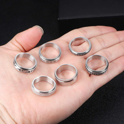Minimalist Stainless Steel Band Ring – Engraved & Polished Finish