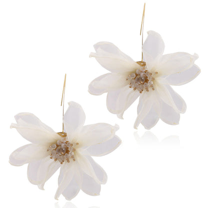 Handmade Big Flower Dangle Earrings