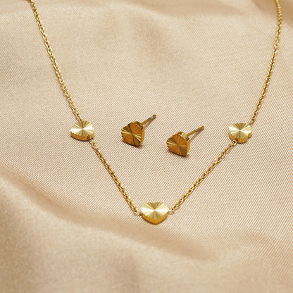 Faceted Disc Necklace & Matching Stud Earrings