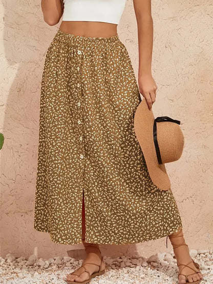 Pastoral Floral A-Line Skirt by Elizabeth Ainsley