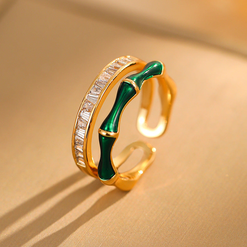 Crystal Enamel Open Ring