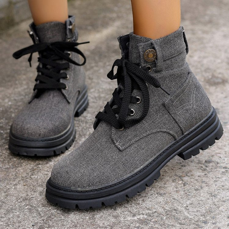 Morgaine | Urban Lace-Up Orthopedic Canvas Ankle Boots