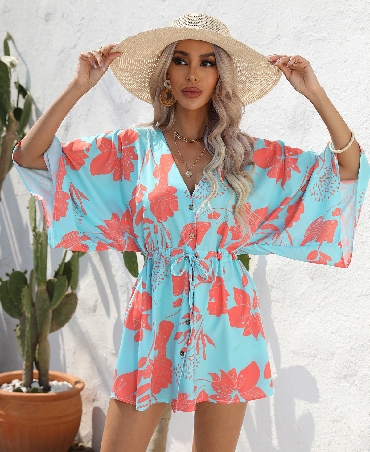 Leaf Print Summer Dress by Elizabeth Ainsley