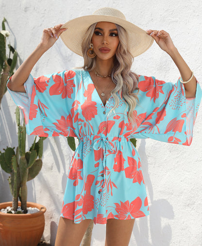 Leaf Print Summer Dress by Elizabeth Ainsley