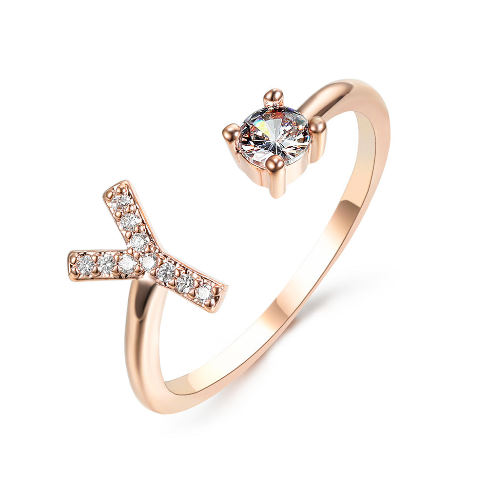 Personalized Diamond Initial Ring