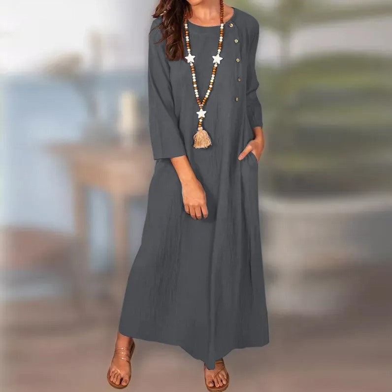 Vintage Linen Long Sleeve Dress by Elizabeth Ainsley