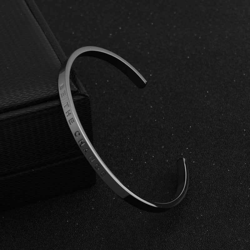 Engraved Open Cuff Bracelet with Inspirational Message