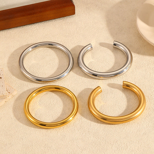 Bold Open Cuff Bracelet with Smooth Rounded Form