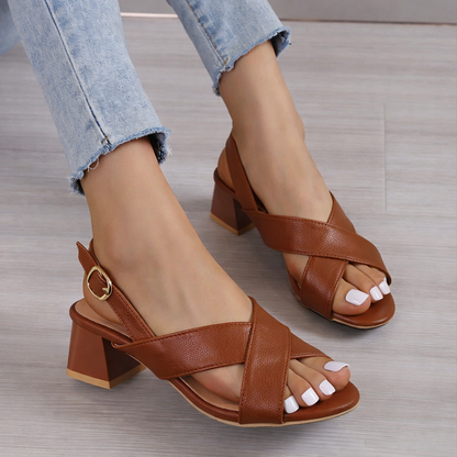 Chic Block Heel Sandals Elizabeth Ainsley Ankle Strap