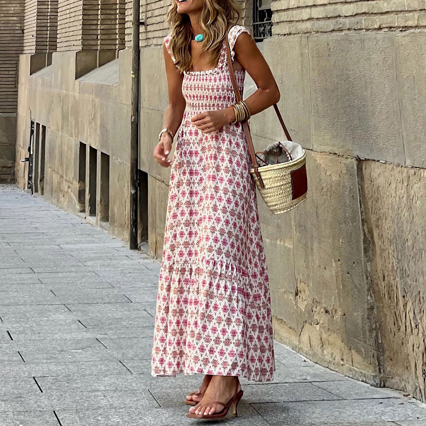 Elegant Floral Strap Dress by Elizabeth Ainsley