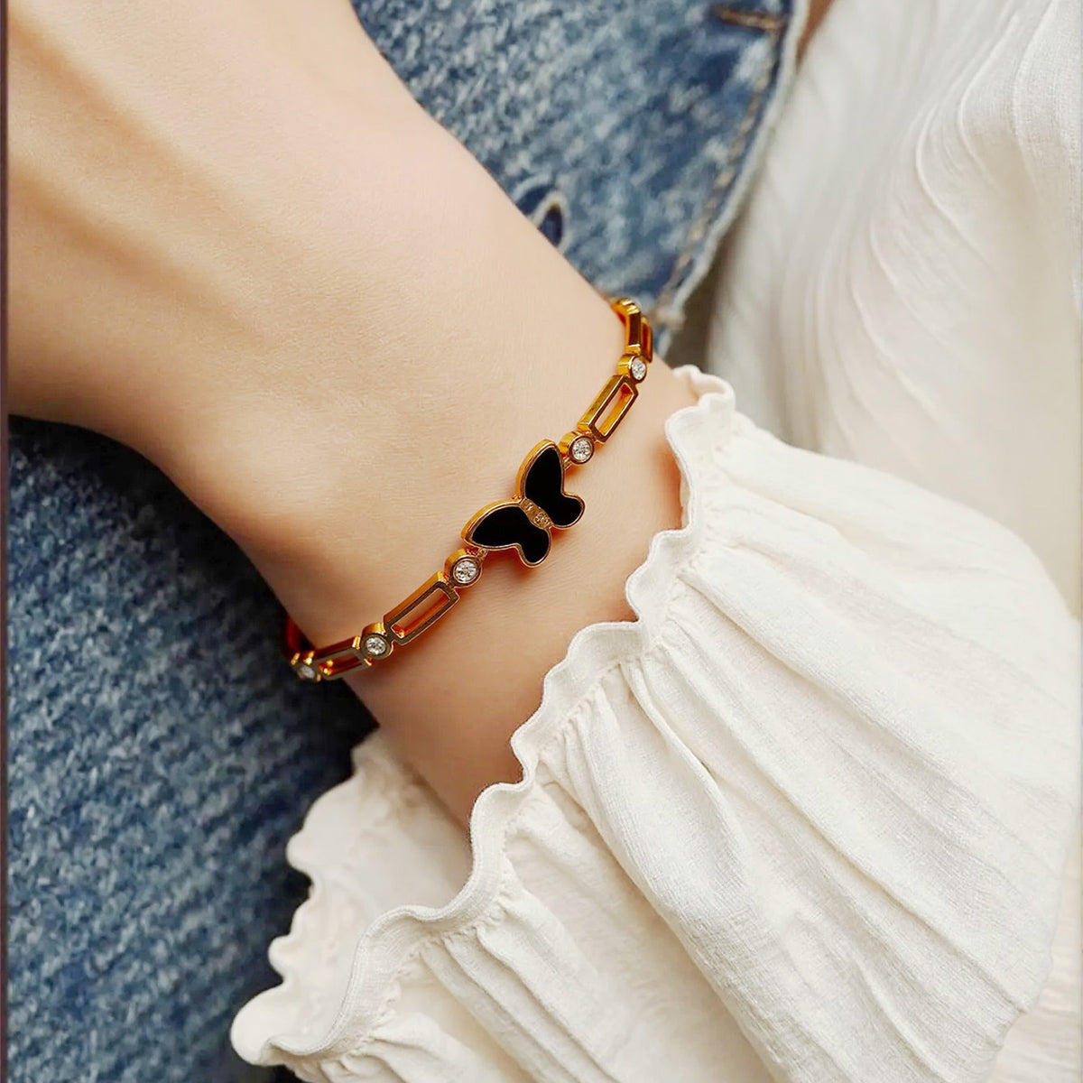 Butterfly Charm Bracelet with Crystal Accents