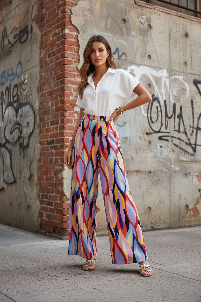 Vibrant Printed Elizabeth Ainsley Bootcut Pants