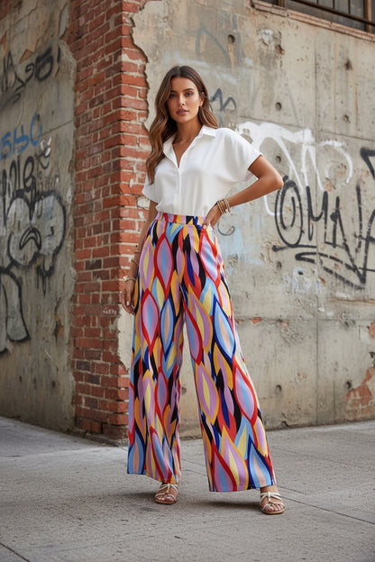 Vibrant Printed Elizabeth Ainsley Bootcut Pants