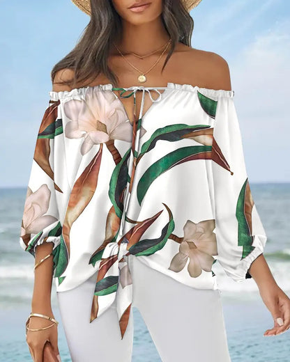 Chic Off Shoulder Printed Top Elizabeth Ainsley
