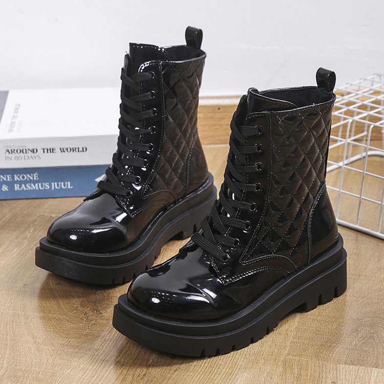 Elizabeth Ainsley Quilted Platform Boots - Thick Heel