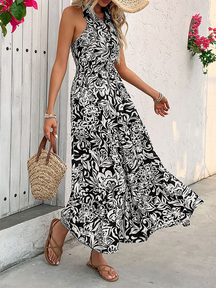 Elegant Floral Halter Dress by Elizabeth Ainsley