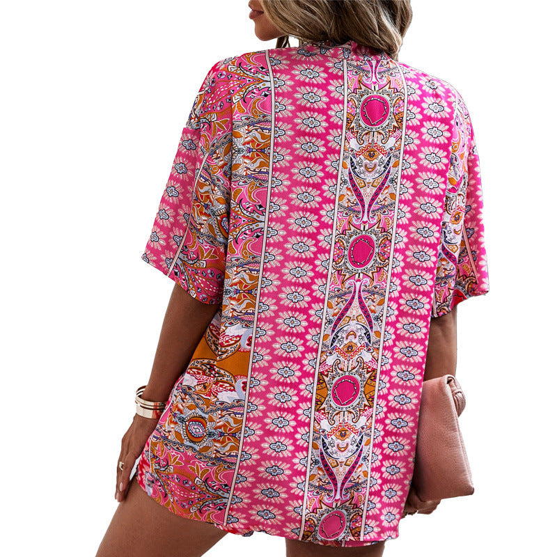 Boho Floral Elizabeth Ainsley Casual Shorts Set