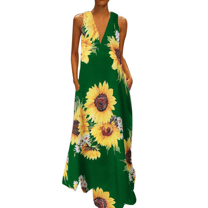 Boho Floral Elizabeth Ainsley Sleeveless Maxi Dress