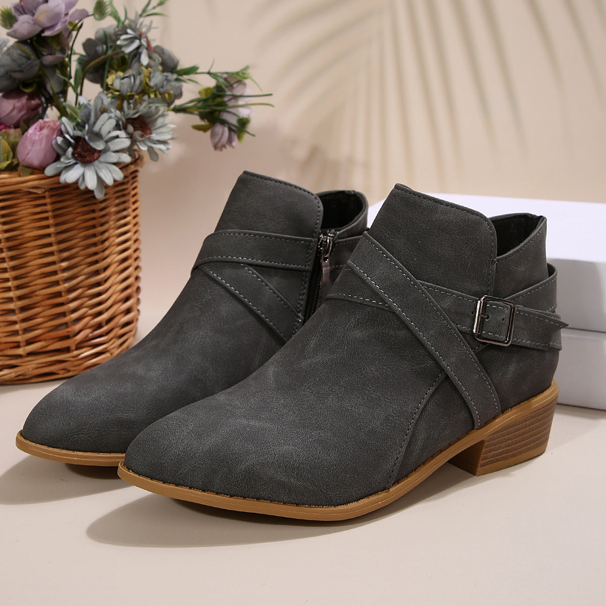 Elizabeth Ainsley Ankle Boots - Chunky Heel Leather Comfort