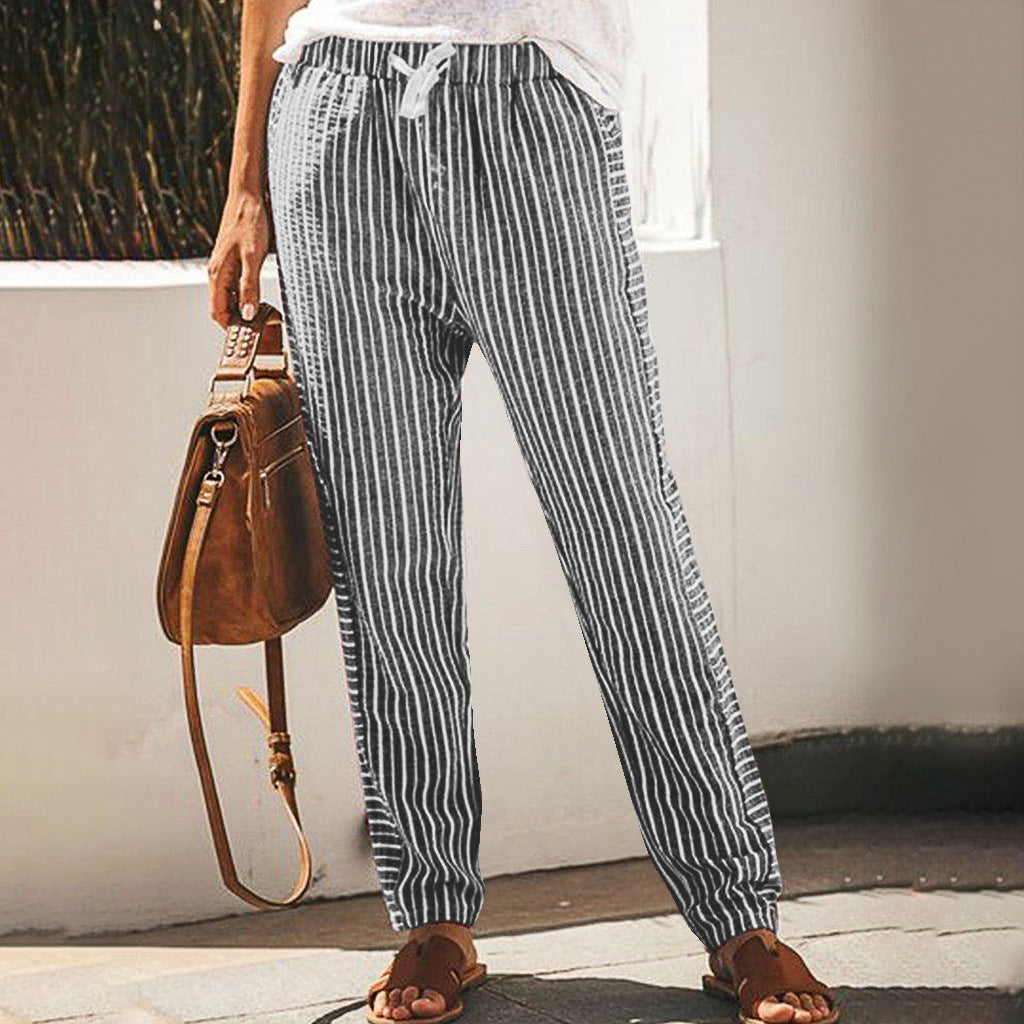 Pinterest-Inspired Elizabeth Ainsley Striped Wide-Leg Pants