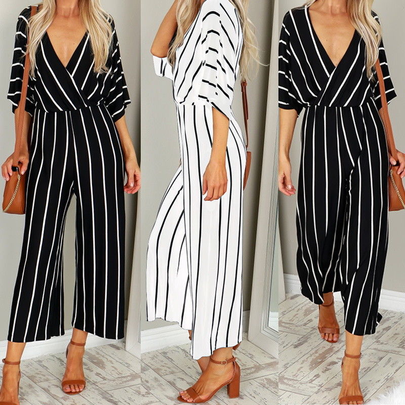 Chic Striped Elizabeth Ainsley Wide-Leg Jumpsuit