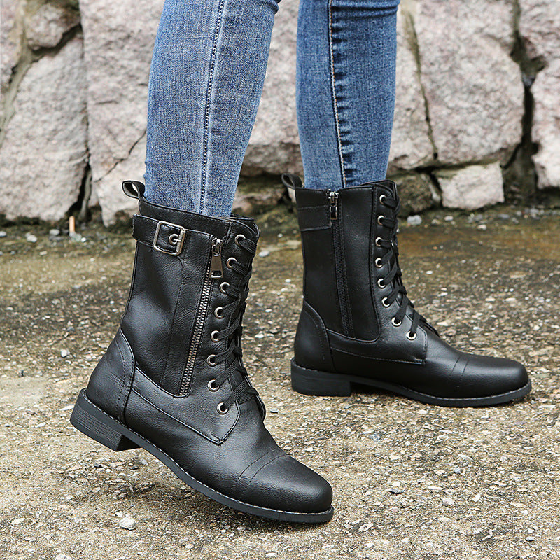 Elizabeth Ainsley Women's Lace Up Low Heel Boots - Supportive
