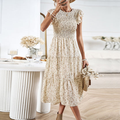 Elegant Floral Elizabeth Ainsley Summer Midi Dress