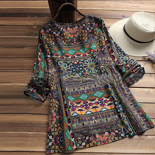 Boho Print Cotton Blouse Elizabeth Ainsley