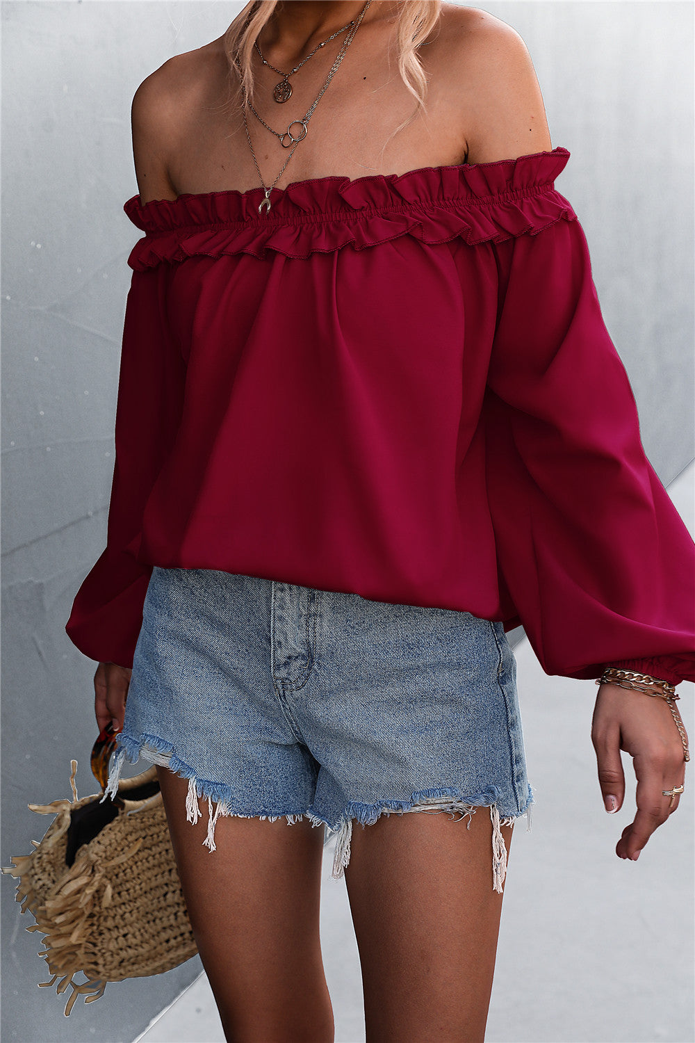 Chic Off-Shoulder Lantern Sleeve Top Elizabeth Ainsley
