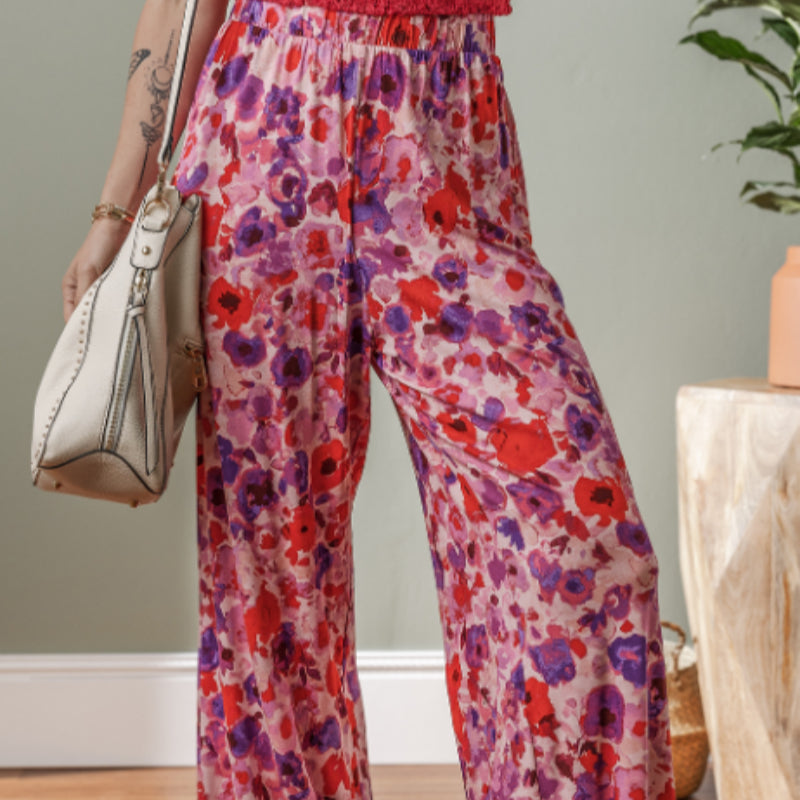 Vibrant Floral High Waist Pants by Elizabeth Ainsley