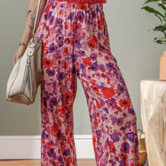 Vibrant Floral High Waist Pants by Elizabeth Ainsley