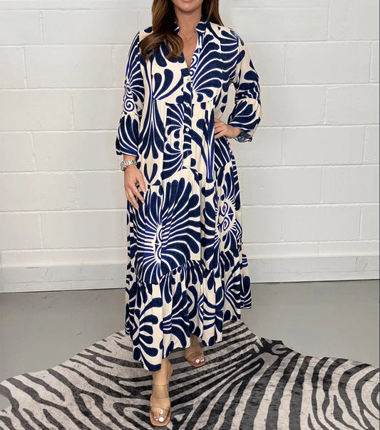 Printed Chiffon A-Line Dress by Elizabeth Ainsley