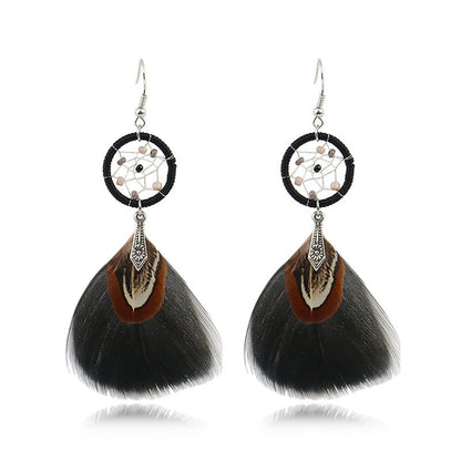 Boho Dreamcatcher Feather Earrings