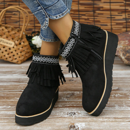 Elizabeth Ainsley Wedge Bootie - Fringe Comfort Design